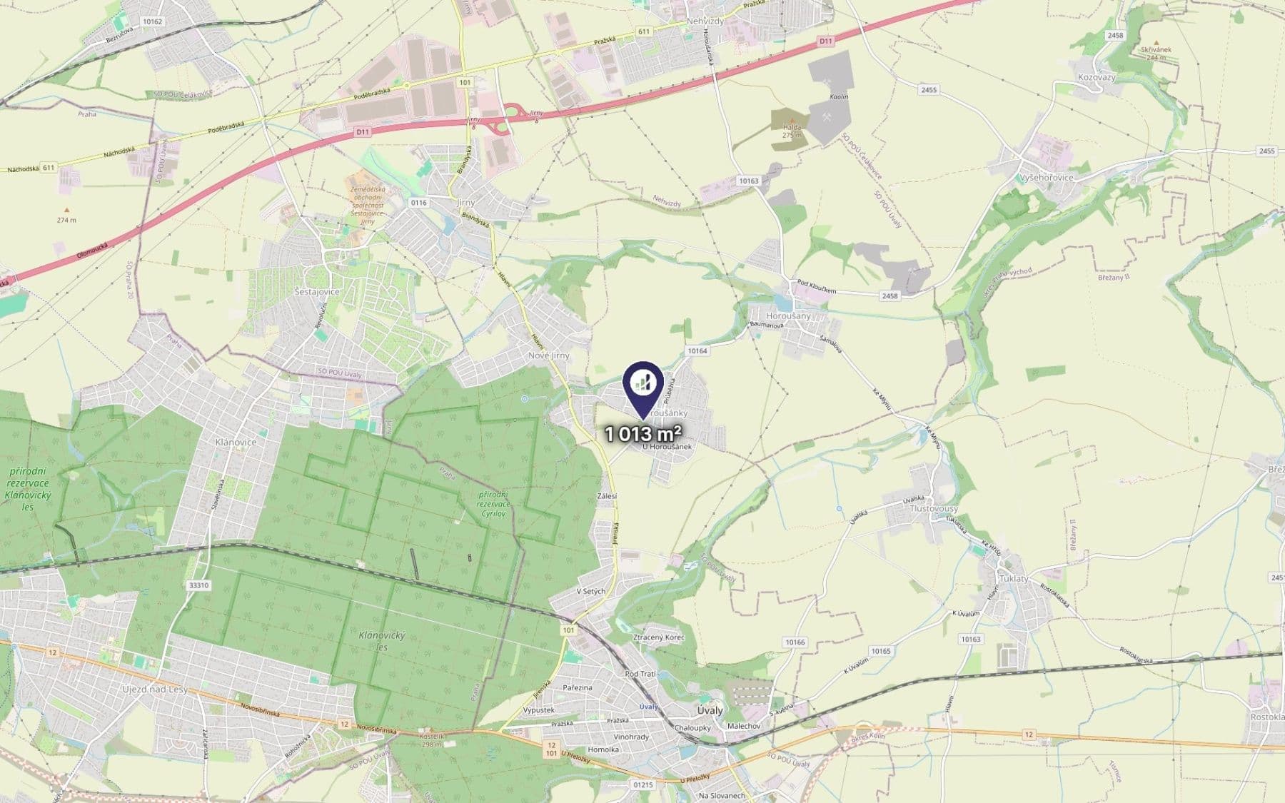 Predaj pozemku 1.013 m², Úvaly, Středočeský kraj Predaj pozemku 1.013 m², Úvaly, Středočeský kraj