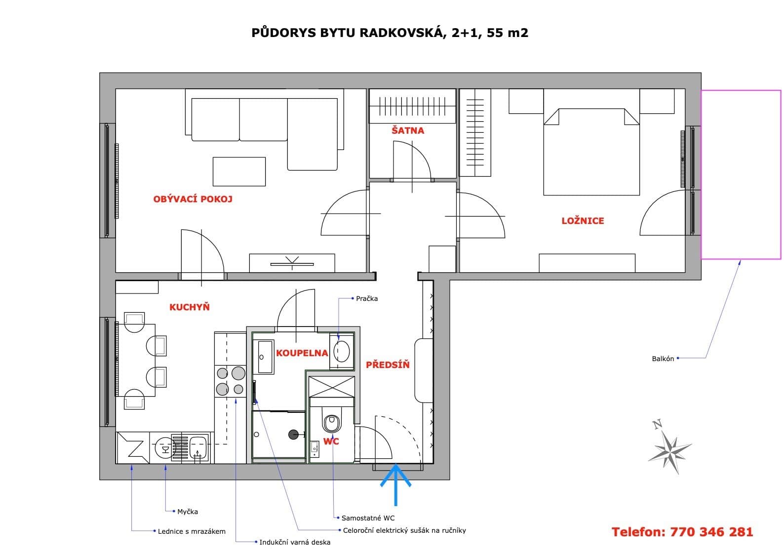 Predaj bytu 2-izbový 55 m², Radkovská, Telč, Kraj Vysočina Predaj bytu 2-izbový 55 m², Radkovská, Telč, Kraj Vysočina