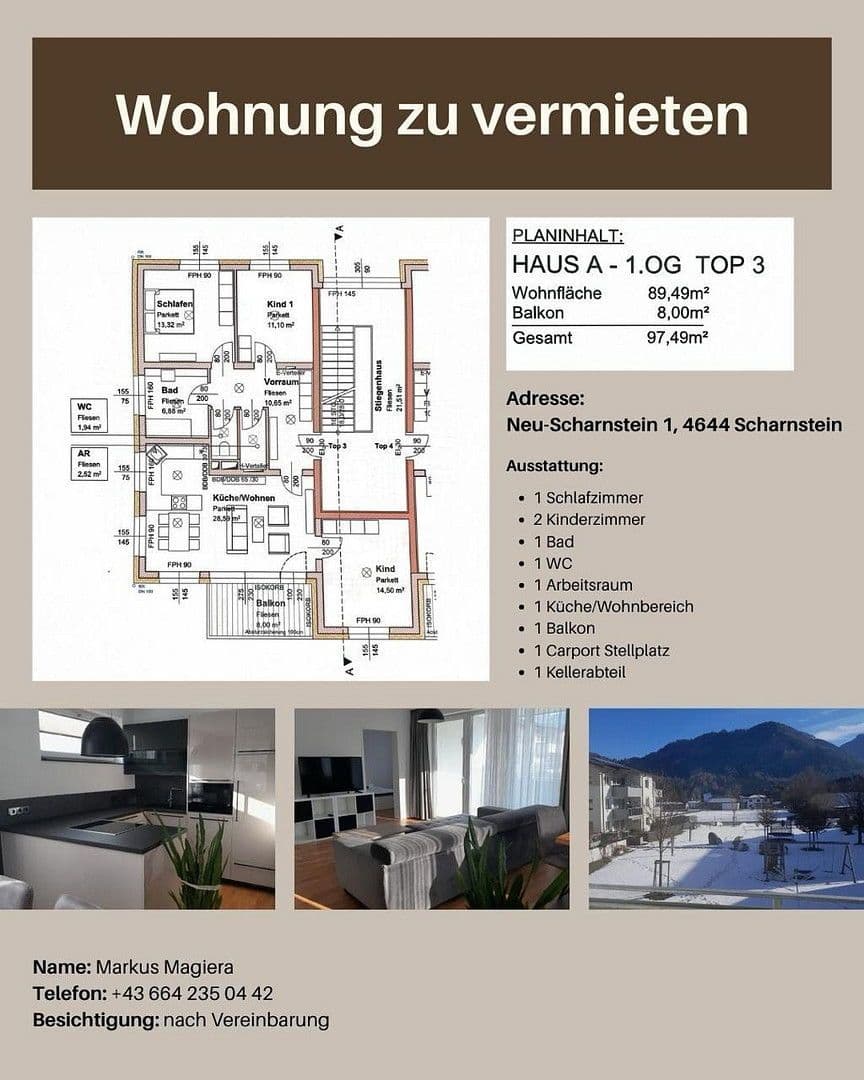 Prenájom bytu 5-izbový 90 m², Neu-Scharnstein 1, Scharnstein, Horné Rakúsko Prenájom bytu 5-izbový 90 m², Neu-Scharnstein 1, Scharnstein, Horné Rakúsko