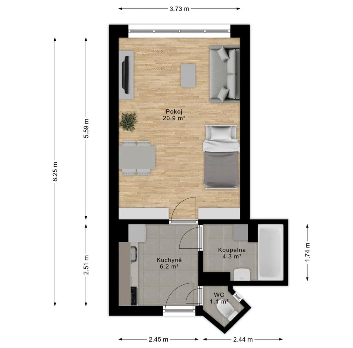 Prenájom bytu 1-izbový 32 m², Opatovická, Praha, Praha Prenájom bytu 1-izbový 32 m², Opatovická, Praha, Praha