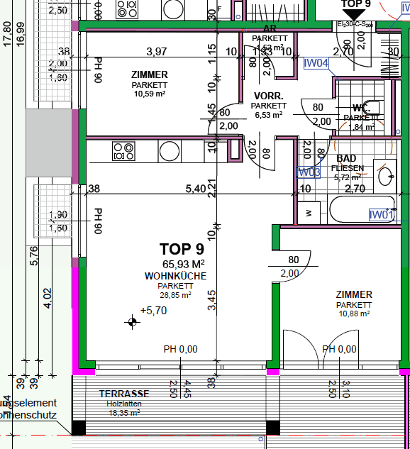 Prenájom bytu 3-izbový 66 m², Heiligenstädter Straße 395a, Wien, Viedeň Prenájom bytu 3-izbový 66 m², Heiligenstädter Straße 395a, Wien, Viedeň