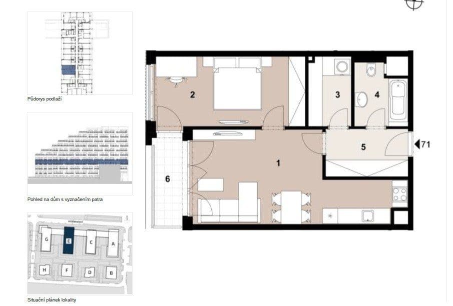 Prenájom bytu 2-izbový 56 m², Poděbradská, Praha, Praha Prenájom bytu 2-izbový 56 m², Poděbradská, Praha, Praha