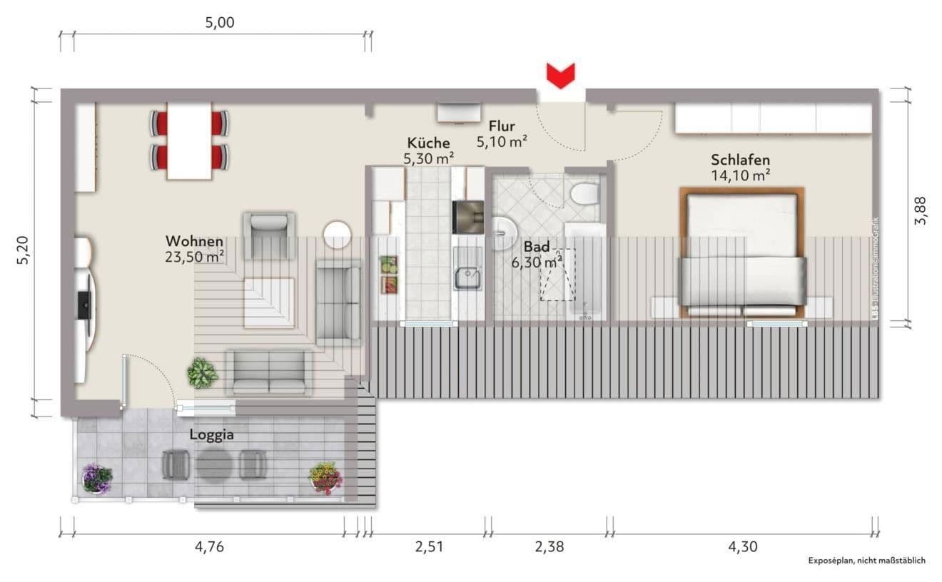 Prenájom bytu 2-izbový 64 m², Lindenweg 13-15, Münster (Hessen), Hesensko Prenájom bytu 2-izbový 64 m², Lindenweg 13-15, Münster (Hessen), Hesensko