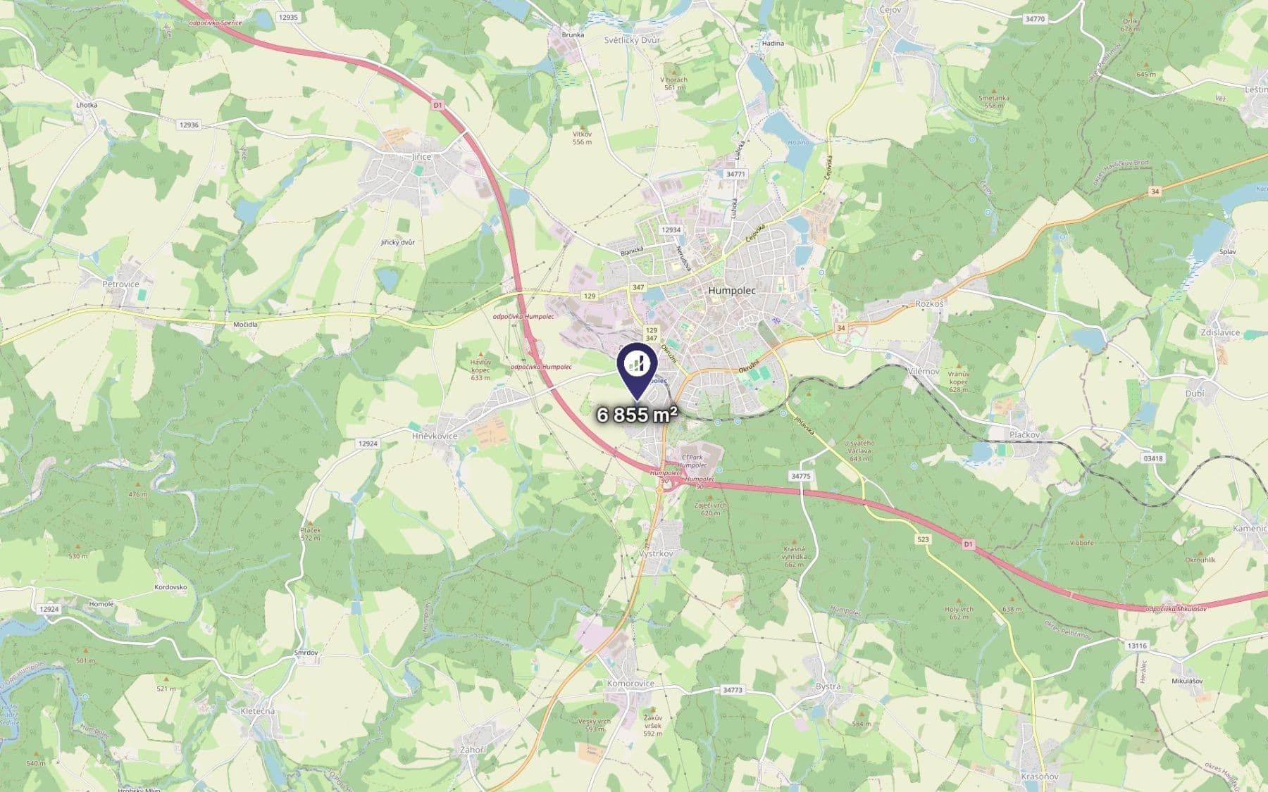 Predaj pozemku 6.855 m², Humpolec, Kraj Vysočina Predaj pozemku 6.855 m², Humpolec, Kraj Vysočina