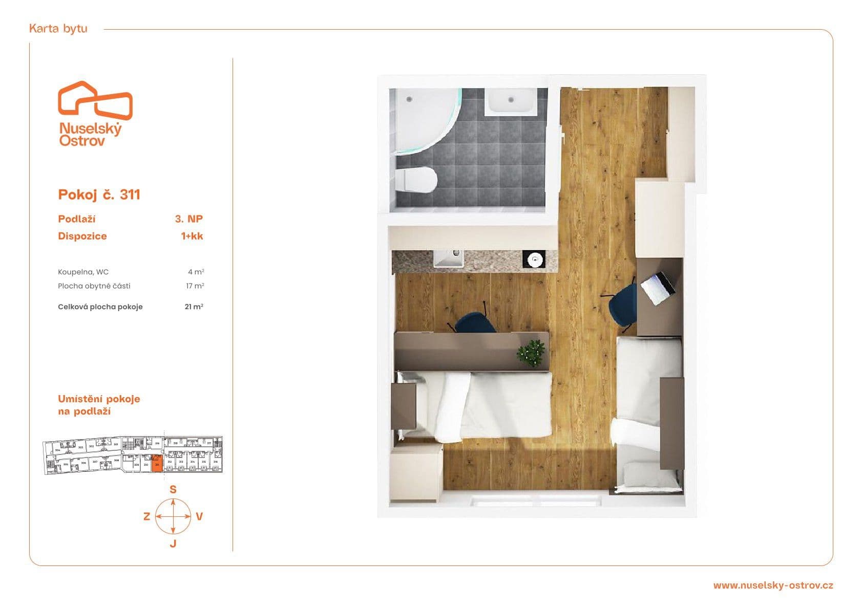 Prenájom bytu 1-izbový 21 m², Na Ostrůvku, Praha, Praha Prenájom bytu 1-izbový 21 m², Na Ostrůvku, Praha, Praha