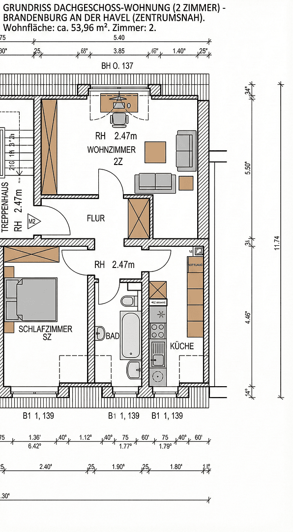Predaj bytu 2-izbový 54 m², Brandenburg an der Havel, Brandenbursko Predaj bytu 2-izbový 54 m², Brandenburg an der Havel, Brandenbursko