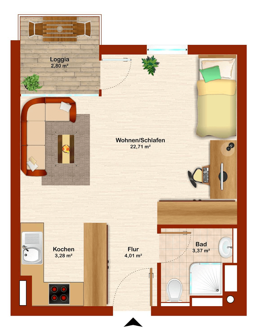 Prenájom bytu 1-izbový 36 m², Innere Passauer Str. 34b, Straubing, Bavorsko Prenájom bytu 1-izbový 36 m², Innere Passauer Str. 34b, Straubing, Bavorsko