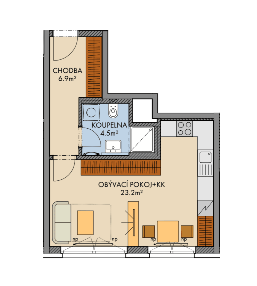 Prenájom bytu 1-izbový 36 m², Pod Harfou, Praha, Praha Prenájom bytu 1-izbový 36 m², Pod Harfou, Praha, Praha