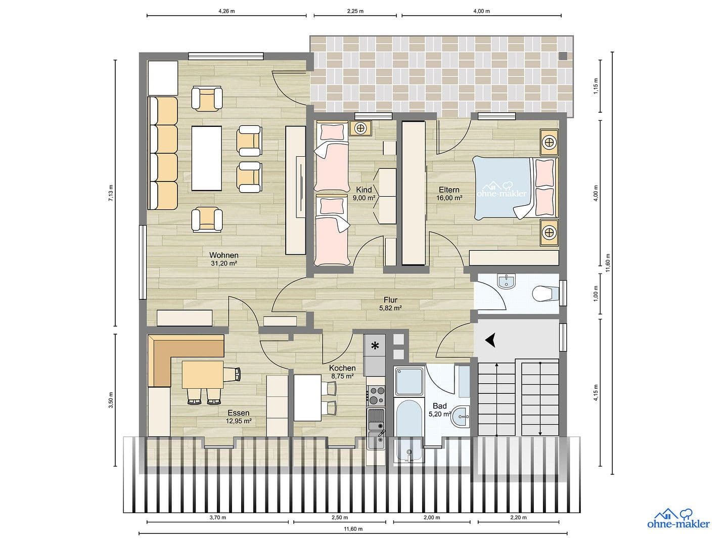Prenájom bytu 4-izbový 95 m², Elmstein, Porýnie-Falcko Prenájom bytu 4-izbový 95 m², Elmstein, Porýnie-Falcko