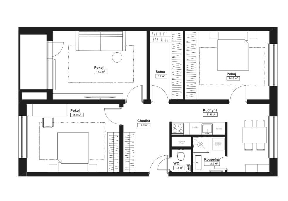 Predaj bytu 3-izbový 80 m², Nedašovská, Praha, Praha Predaj bytu 3-izbový 80 m², Nedašovská, Praha, Praha