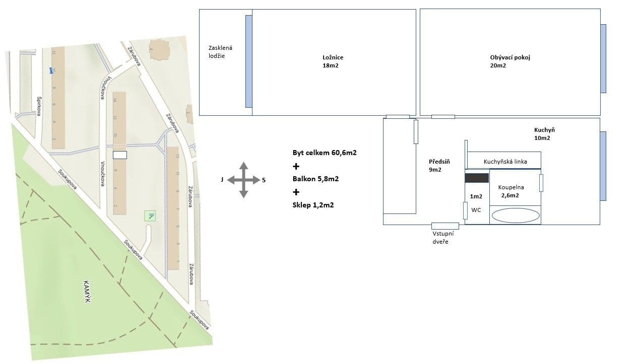 Predaj bytu 2-izbový 68 m², Vnoučkova, Praha, Praha Predaj bytu 2-izbový 68 m², Vnoučkova, Praha, Praha