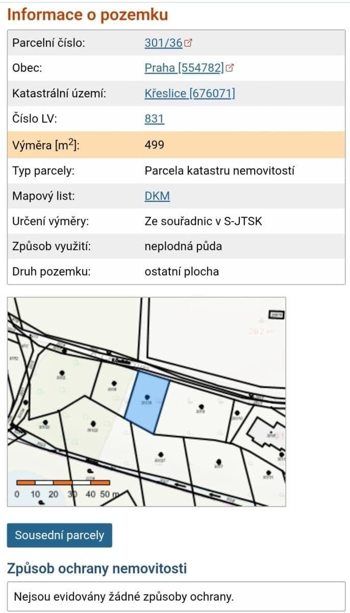 Predaj pozemku 499 m², K Čestlicům, Praha, Praha Predaj pozemku 499 m², K Čestlicům, Praha, Praha