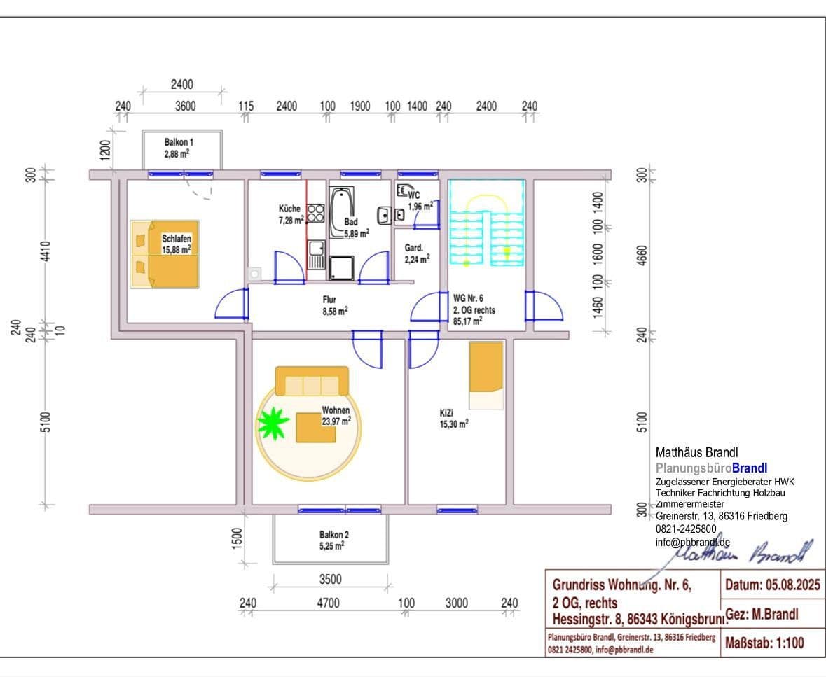 Predaj bytu 3-izbový 86 m², Hessingstraße 8, Königsbrunn, Bavorsko Predaj bytu 3-izbový 86 m², Hessingstraße 8, Königsbrunn, Bavorsko