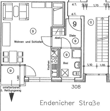Prenájom bytu 1-izbový 45 m², Endenicher Str. 308, Bonn, Severné Porýnie - Westfálsko Prenájom bytu 1-izbový 45 m², Endenicher Str. 308, Bonn, Severné Porýnie - Westfálsko