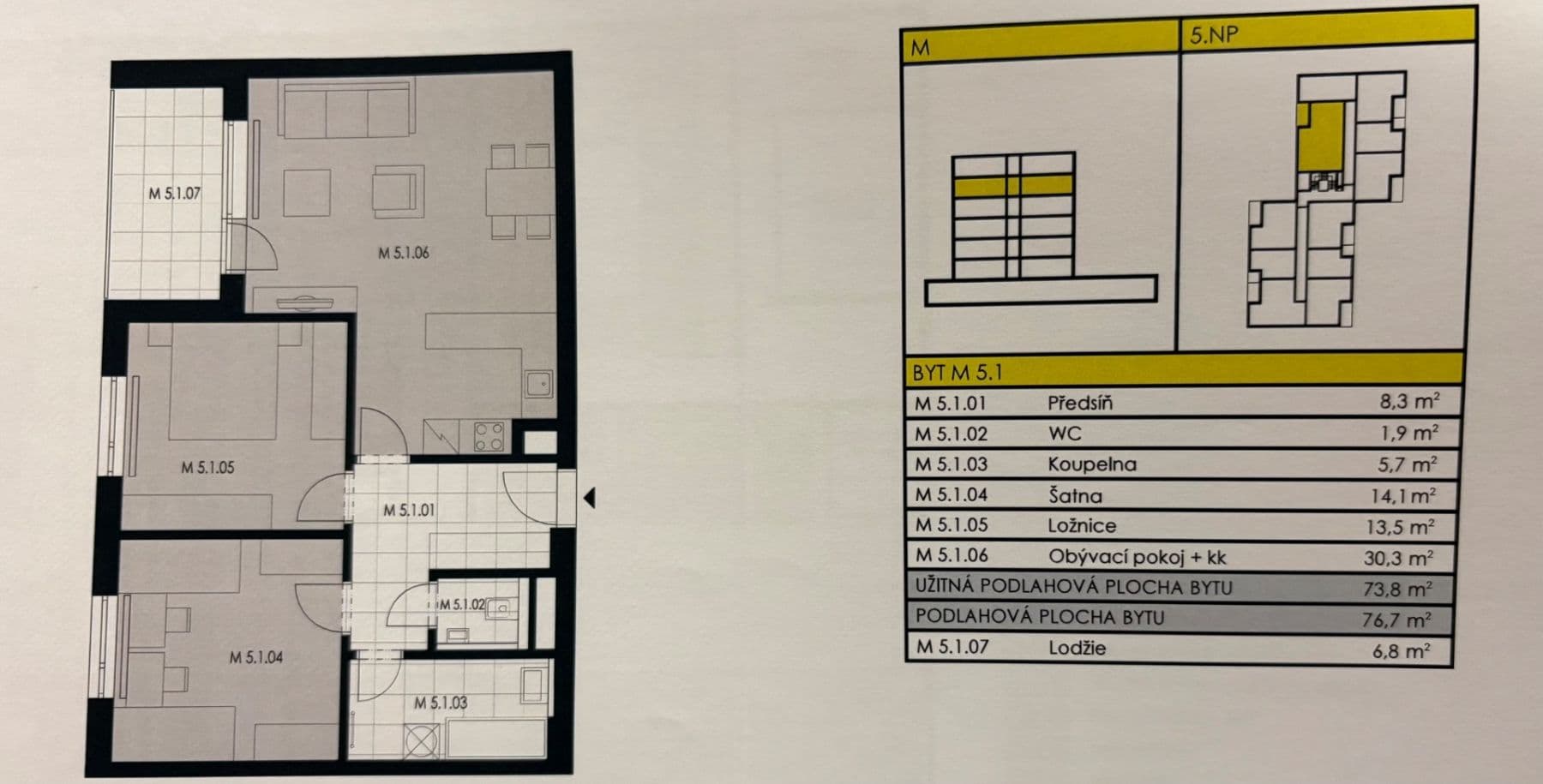 Prenájom bytu 3-izbový 74 m², Strnadových, Praha, Praha Prenájom bytu 3-izbový 74 m², Strnadových, Praha, Praha