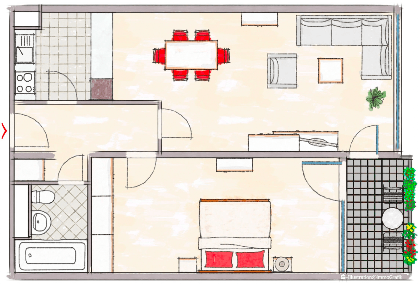 Prenájom bytu 2-izbový 60 m², Marburg, Hesensko Prenájom bytu 2-izbový 60 m², Marburg, Hesensko