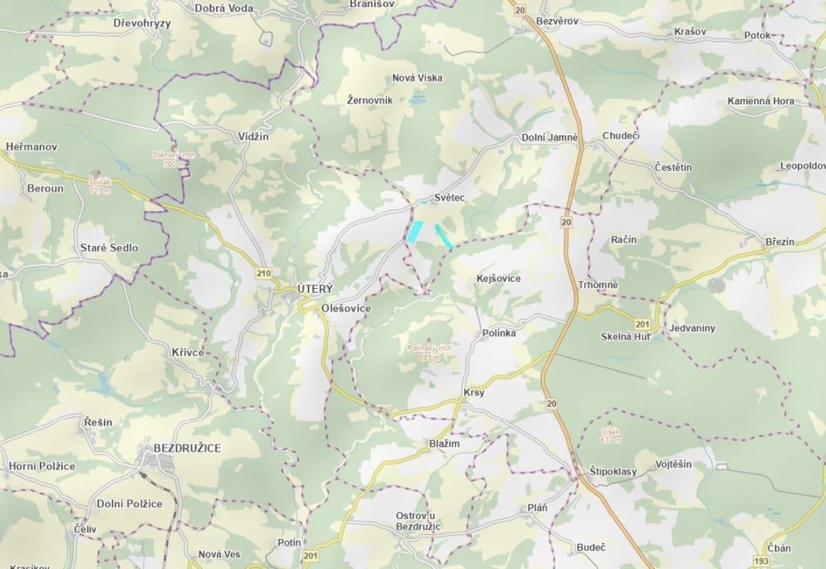 Predaj pozemku 98.428 m², Bezvěrov, Plzeňský kraj Predaj pozemku 98.428 m², Bezvěrov, Plzeňský kraj
