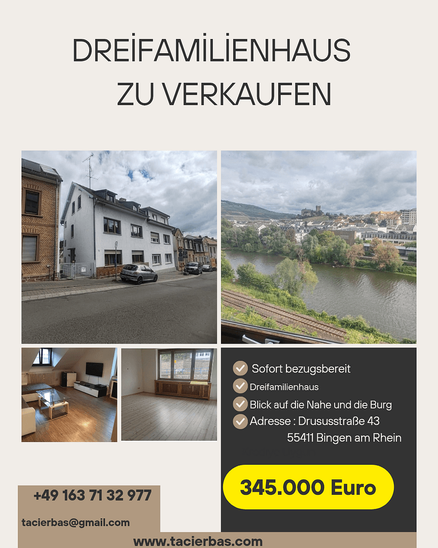 Predaj domu 163 m², pozemek 295 m², Drususstraße 43, Bingen am Rhein, Porýnie-Falcko Predaj domu 163 m², pozemek 295 m², Drususstraße 43, Bingen am Rhein, Porýnie-Falcko