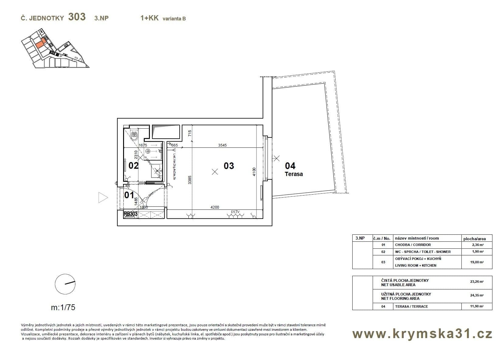 Prenájom bytu 1-izbový 24 m², Krymská, Praha, Praha Prenájom bytu 1-izbový 24 m², Krymská, Praha, Praha