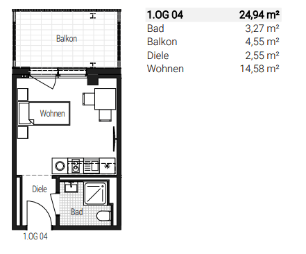 Prenájom bytu 1-izbový 26 m², Steinbühler Straße 4-6, Nürnberg, Bavorsko Prenájom bytu 1-izbový 26 m², Steinbühler Straße 4-6, Nürnberg, Bavorsko