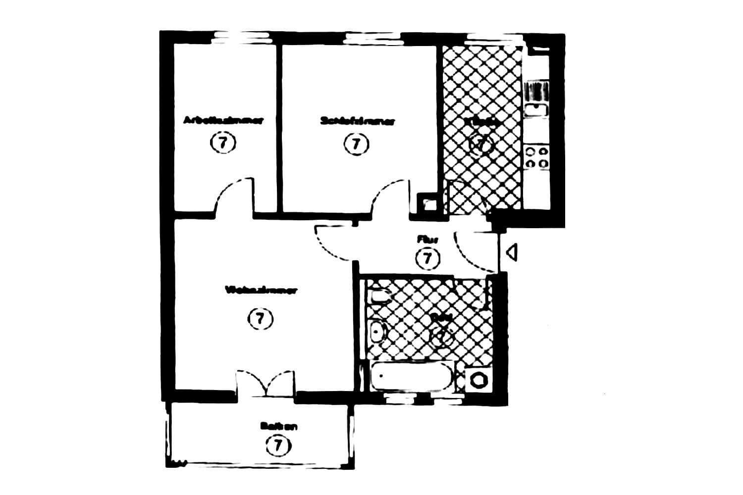 Prenájom bytu 3-izbový 58 m², Goethestraße 16, Taucha, Sasko Prenájom bytu 3-izbový 58 m², Goethestraße 16, Taucha, Sasko