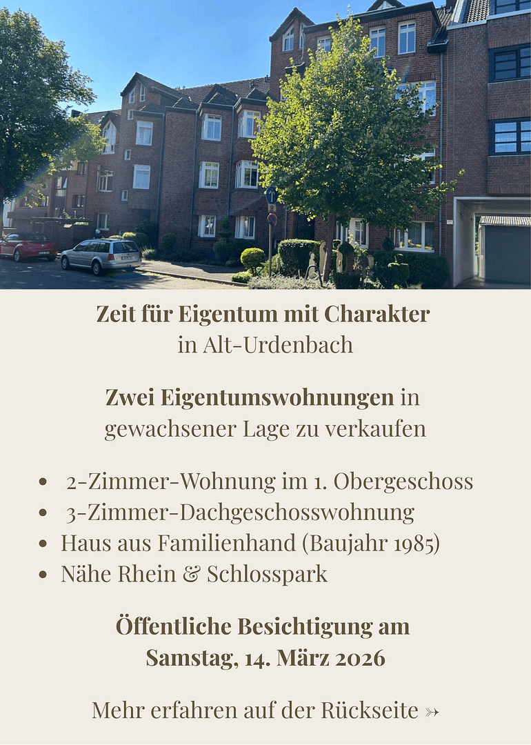Predaj bytu 2-izbový 54 m², Urdenbacher Dorfstrasse 32, Düsseldorf-Urdenbach, Severné Porýnie - Westfálsko Predaj bytu 2-izbový 54 m², Urdenbacher Dorfstrasse 32, Düsseldorf-Urdenbach, Severné Porýnie - Westfálsko