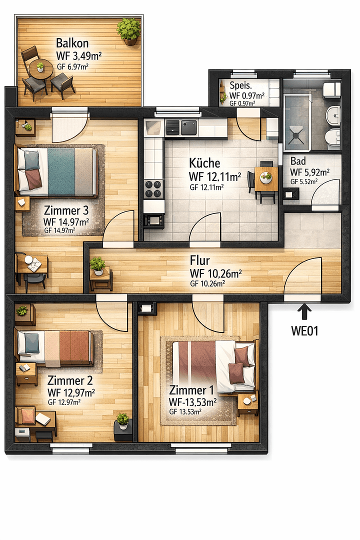 Predaj bytu 3-izbový 72 m², Kaiserlautern, Porýnie-Falcko Predaj bytu 3-izbový 72 m², Kaiserlautern, Porýnie-Falcko