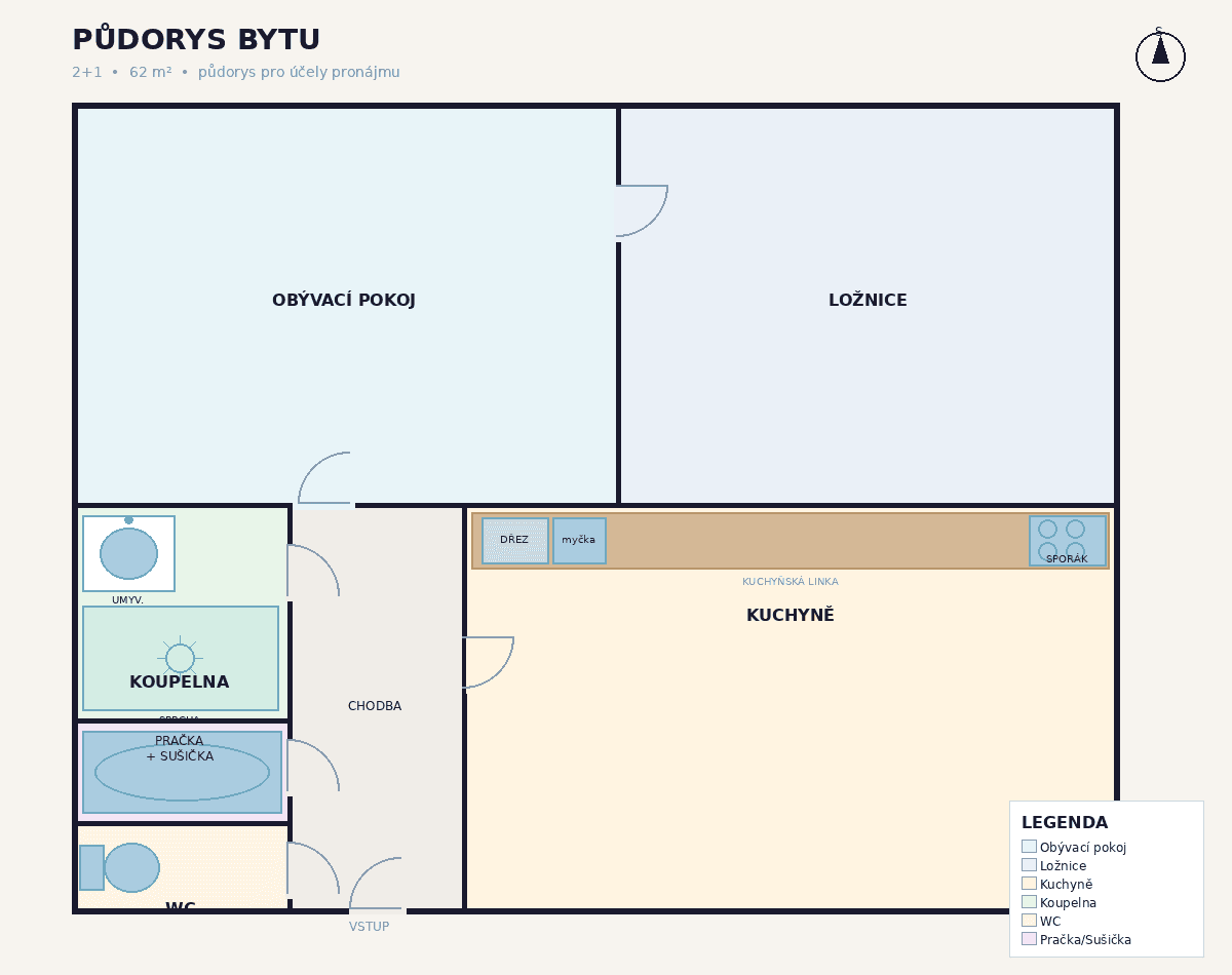 Prenájom bytu 2-izbový 62 m², Víta Nejedlého, Praha, Praha Prenájom bytu 2-izbový 62 m², Víta Nejedlého, Praha, Praha
