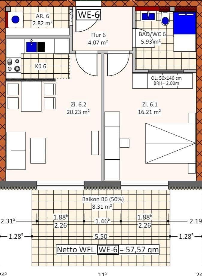 Prenájom bytu 2-izbový 58 m², Fuldatal, Hesensko Prenájom bytu 2-izbový 58 m², Fuldatal, Hesensko