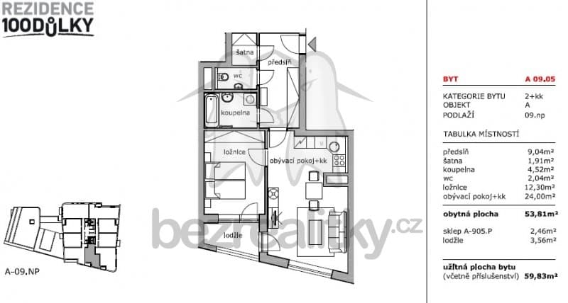 Prenájom bytu 2-izbový 54 m², Nárožní, Praha, Praha Prenájom bytu 2-izbový 54 m², Nárožní, Praha, Praha
