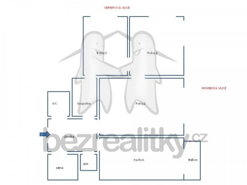 Prenájom bytu 3-izbový 90 m², Husinecká, Praha, Praha Prenájom bytu 3-izbový 90 m², Husinecká, Praha, Praha