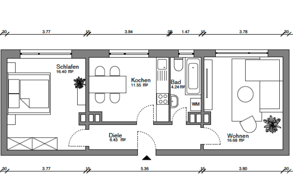 Prenájom bytu 2-izbový 56 m², Bochum Prenájom bytu 2-izbový 56 m², Bochum