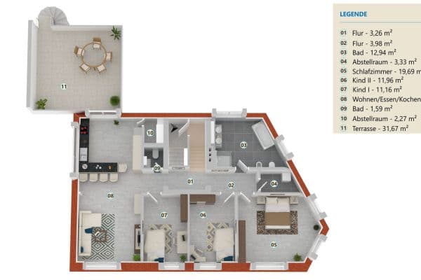 Prenájom bytu 4-izbový 126 m², Crossen Prenájom bytu 4-izbový 126 m², Crossen