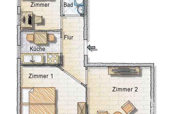 Predaj bytu 2-izbový 48 m², Augsburg, Bavorsko Predaj bytu 2-izbový 48 m², Augsburg, Bavorsko