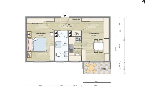 Prenájom bytu 2-izbový 46 m², Porschestraße 14, Landshut Prenájom bytu 2-izbový 46 m², Porschestraße 14, Landshut