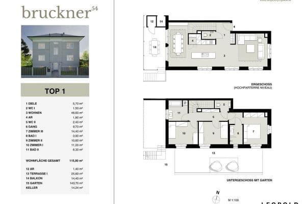 Predaj bytu 4-izbový 116 m², Brucknerstraße 54, Linz, Horné Rakúsko Predaj bytu 4-izbový 116 m², Brucknerstraße 54, Linz, Horné Rakúsko