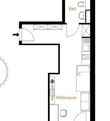 Prenájom bytu 1-izbový 28 m², Bartholomäusstraße 54, Nürnberg, Bavorsko Prenájom bytu 1-izbový 28 m², Bartholomäusstraße 54, Nürnberg, Bavorsko