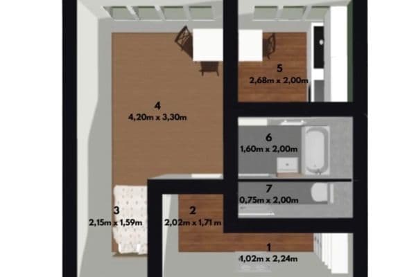 Prenájom bytu 1-izbový 32 m², Santražiny, Zlín Prenájom bytu 1-izbový 32 m², Santražiny, Zlín