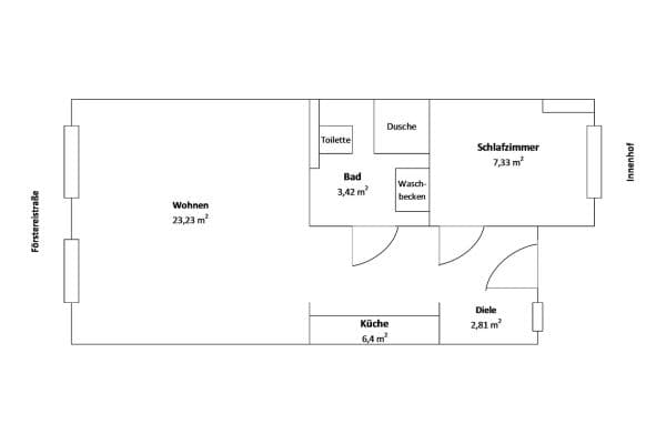 Predaj bytu 2-izbový 44 m², Louisenstraße, Dresden Predaj bytu 2-izbový 44 m², Louisenstraße, Dresden