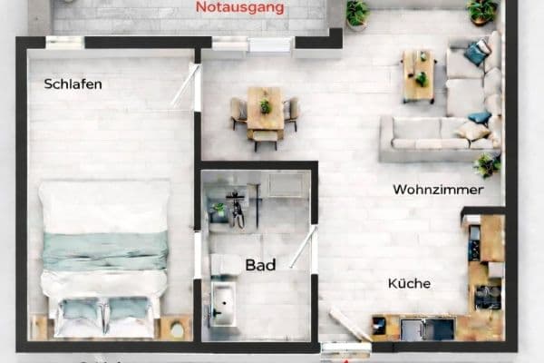 Prenájom bytu 2-izbový 44 m², Berghausen Prenájom bytu 2-izbový 44 m², Berghausen