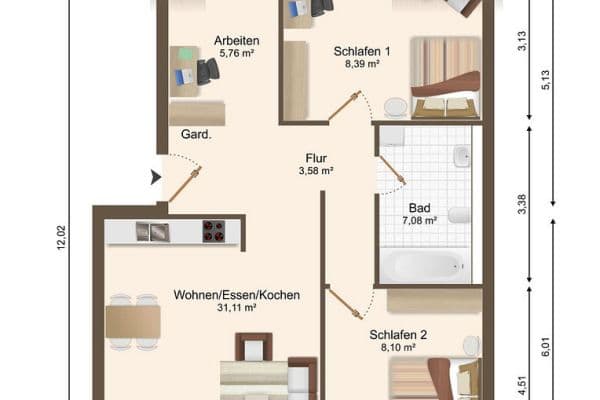 Predaj bytu 3-izbový 68 m², Bietigheimer Str. 14, Ingersheim Predaj bytu 3-izbový 68 m², Bietigheimer Str. 14, Ingersheim