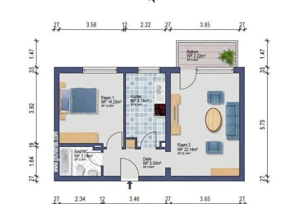 Prenájom bytu 2-izbový 56 m², Heddingheimerstr. 9, Hattersheim Prenájom bytu 2-izbový 56 m², Heddingheimerstr. 9, Hattersheim