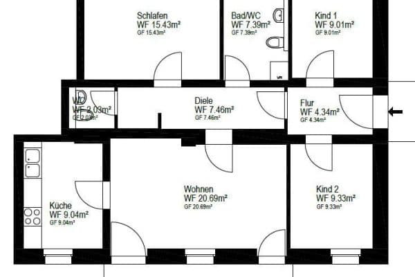 Predaj bytu 4-izbový 92 m², Bannewitz Predaj bytu 4-izbový 92 m², Bannewitz