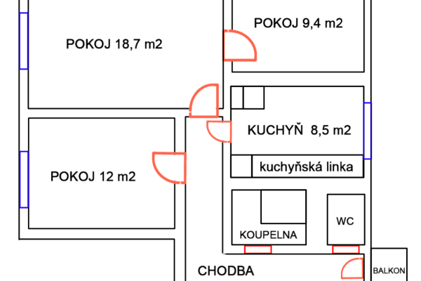 Prenájom bytu 3-izbový 68 m², Horňátecká, Praha Prenájom bytu 3-izbový 68 m², Horňátecká, Praha