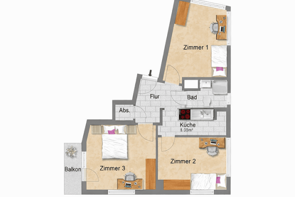 Prenájom bytu 39 m², Düsseldorf, Severné Porýnie - Westfálsko Prenájom bytu 39 m², Düsseldorf, Severné Porýnie - Westfálsko