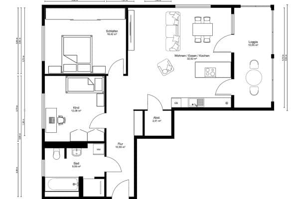 Prenájom bytu 3-izbový 87 m², Ruselbergstraße 63, Deggendorf Prenájom bytu 3-izbový 87 m², Ruselbergstraße 63, Deggendorf