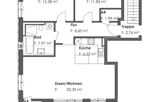 Prenájom bytu 3-izbový 94 m², Dorfstraße 11b, Germering, Bavorsko Prenájom bytu 3-izbový 94 m², Dorfstraße 11b, Germering, Bavorsko
