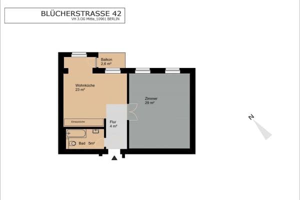 Prenájom bytu 2-izbový 60 m², Blücherstraße 42, Berlin, Berlín Prenájom bytu 2-izbový 60 m², Blücherstraße 42, Berlin, Berlín