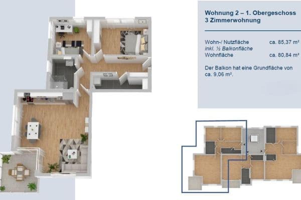 Prenájom bytu 3-izbový 85 m², Teichtor 13, Heikendorf Prenájom bytu 3-izbový 85 m², Teichtor 13, Heikendorf