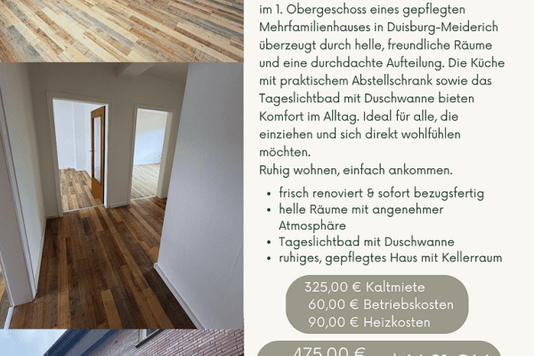Prenájom bytu 2-izbový 47 m², Franseckystr. 9, Duisburg Prenájom bytu 2-izbový 47 m², Franseckystr. 9, Duisburg